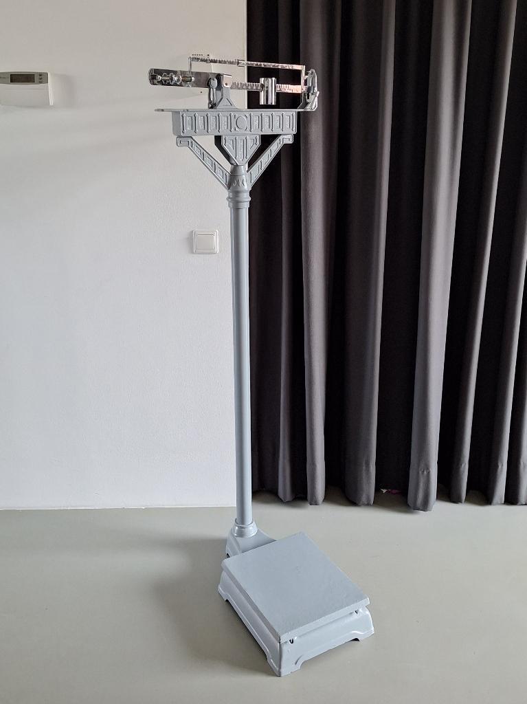 vintage antieke Seca personenweegschaal artdeco grijs chroom, Witgoed en Apparatuur, Weegschalen, Ophalen, Analoog, Refurbished