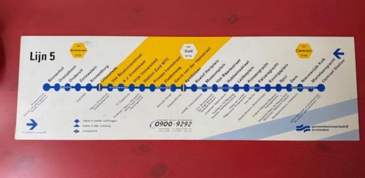 Oude trambord lijn 5 + 17, Verzamelen, Spoorwegen en Tramwegen, Gebruikt, Tram, Overige typen, Ophalen of Verzenden