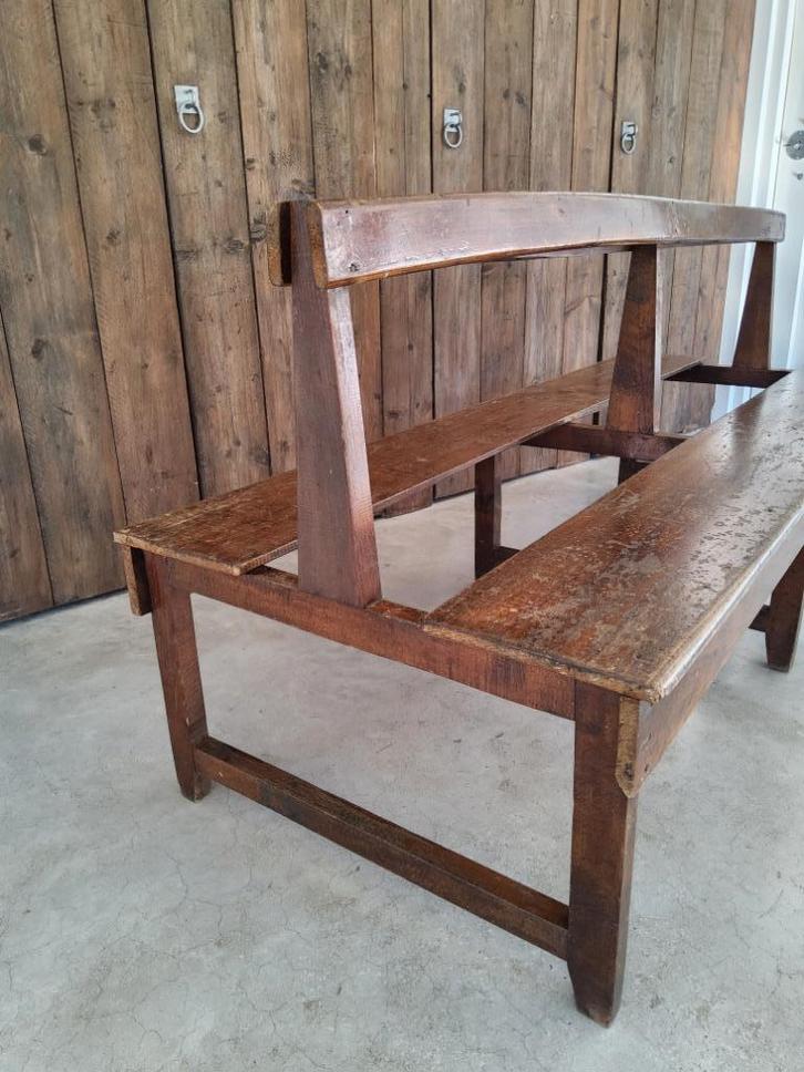 Oude stationsbank houten bank vintage wachtruimte winkelbank, Antiek en Kunst, Antiek | Meubels | Stoelen en Banken, Ophalen