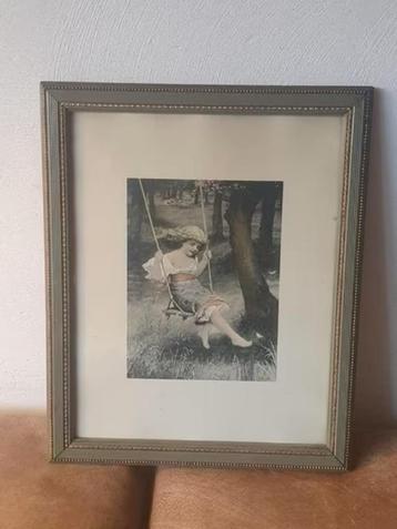 Litho schommelend meisje art deco swing girl beschikbaar voor biedingen