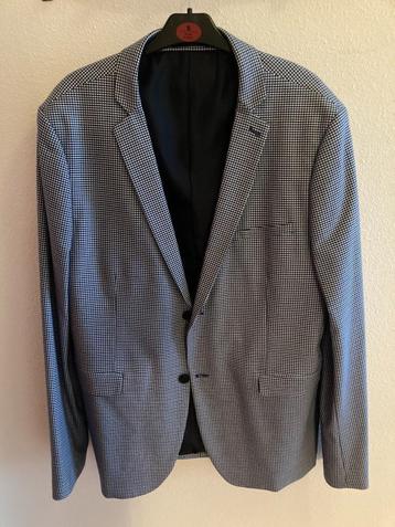 Te koop: NIEUW zwart/wit/blauw geblokt colbert, maat 56, WE. beschikbaar voor biedingen