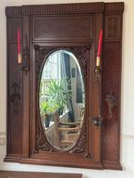 Oude ovale spiegelpaneel met kandelaars, Ophalen, Ovaal, 50 tot 100 cm, 100 tot 150 cm