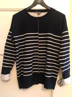 gestreepte doubleface sweater / trui VINCE mt S/M wol/katoen, Ophalen, Blauw, Maat 36 (S), Gedragen