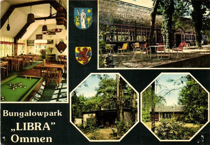 Bungalowpark Libra Ommen - 4 afb + wapens - 1977 gelopen, Verzamelen, Ansichtkaarten | Nederland, Gelopen, Overijssel, Voor 1920