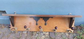 Antiek eiken wandkapstok 5 haken Amsterdamse school beschikbaar voor biedingen