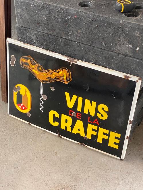 Vins de la craffe emaille bord, Verzamelen, Merken en Reclamevoorwerpen, Zo goed als nieuw, Reclamebord, Ophalen
