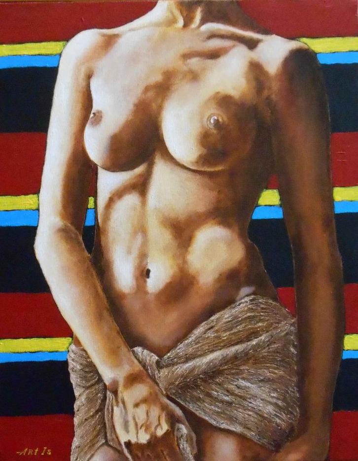 "Vrouwenfiguur" Schilderij, Antiek en Kunst, Kunst | Schilderijen | Modern, Verzenden