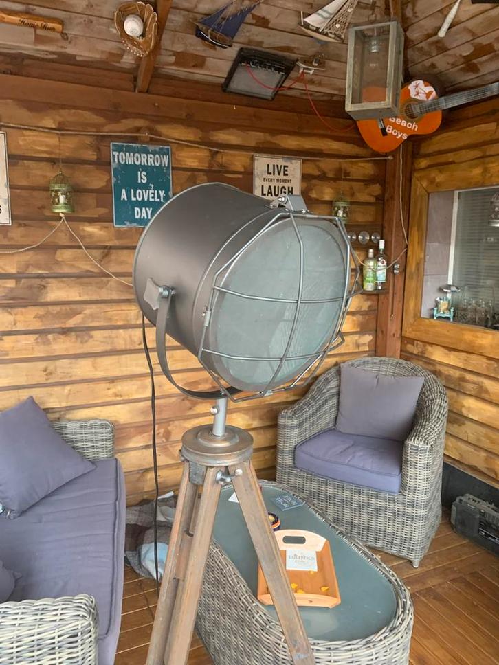 Studiolamp op Drie-poot, Huis en Inrichting, Lampen | Vloerlampen, Gebruikt, 100 tot 150 cm, Metaal, Ophalen of Verzenden