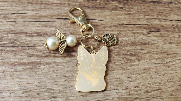 Sleutelhanger Australische cattle dog gold met beschermengel, Dieren en Toebehoren, Honden-accessoires, Nieuw, Verzenden