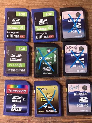 SD kaarten 8 GB en 4 GB beschikbaar voor biedingen