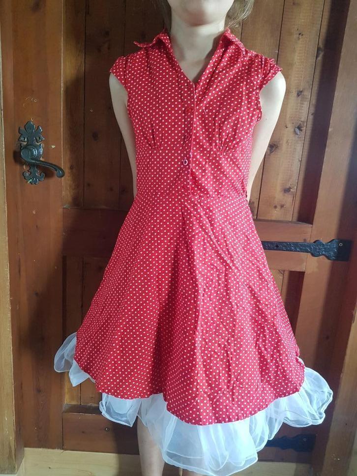 Vintage rock n roll jurk kind + petticoat, Kinderen en Baby's, Kinderkleding | Maat 128, Meisje, Jurk of Rok, Ophalen of Verzenden