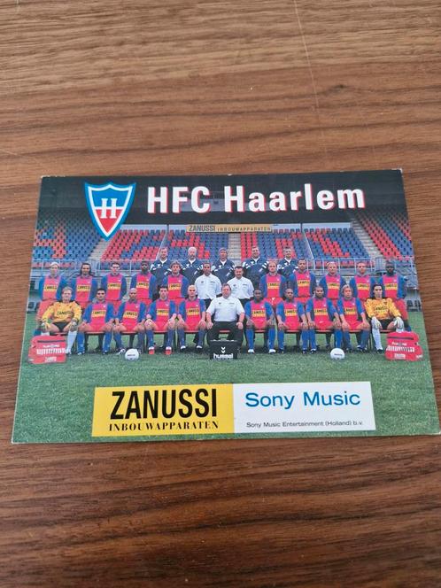 HFC Haarlem Teamfoto Kaart  1996-1997 Zanussi & Sony Music, Verzamelen, Sportartikelen en Voetbal, Zo goed als nieuw, Poster, Plaatje of Sticker