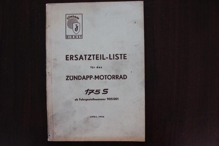 Zündapp 175S 1956 motorrad ersatzteil liste onderdelen boek, Motoren, Handleidingen en Instructieboekjes, Overige merken, Ophalen of Verzenden