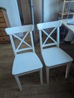 Witte Houten Stoelen (2 stuks), Huis en Inrichting, Stoelen, Ophalen, Twee, Zo goed als nieuw, Hout