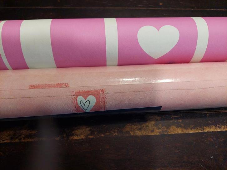 Restant behang roze, Huis en Inrichting, Stoffering | Behang, Roze, minder dan 10 m², Ophalen of Verzenden