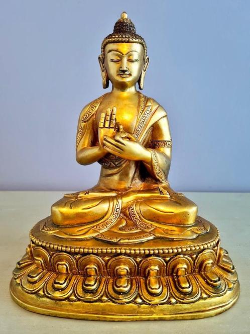 BOEDDHA PREDIKER NEPAL 24K 21,5 CM (1960-1965), Huis en Inrichting, Woonaccessoires | Boeddhabeelden, Zo goed als nieuw, Ophalen of Verzenden