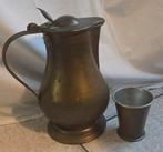 Antieke koperen kan en mok, Ophalen of Verzenden