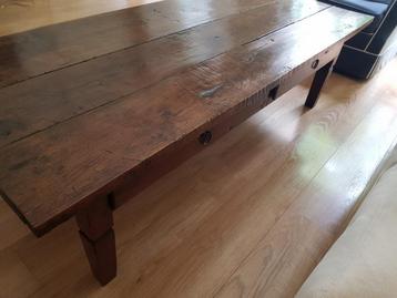 Antieke betaaltafel 172 L x 73 b x 49 cm H met 2 lades  beschikbaar voor biedingen