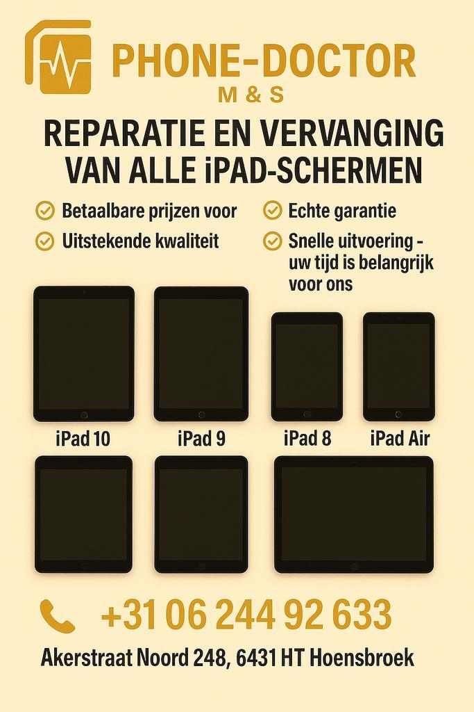 iPad-Scherm Reparatie & Vervanging, Telecommunicatie, Mobiele telefoons | Toebehoren en Onderdelen, Zo goed als nieuw, Apple iPhone