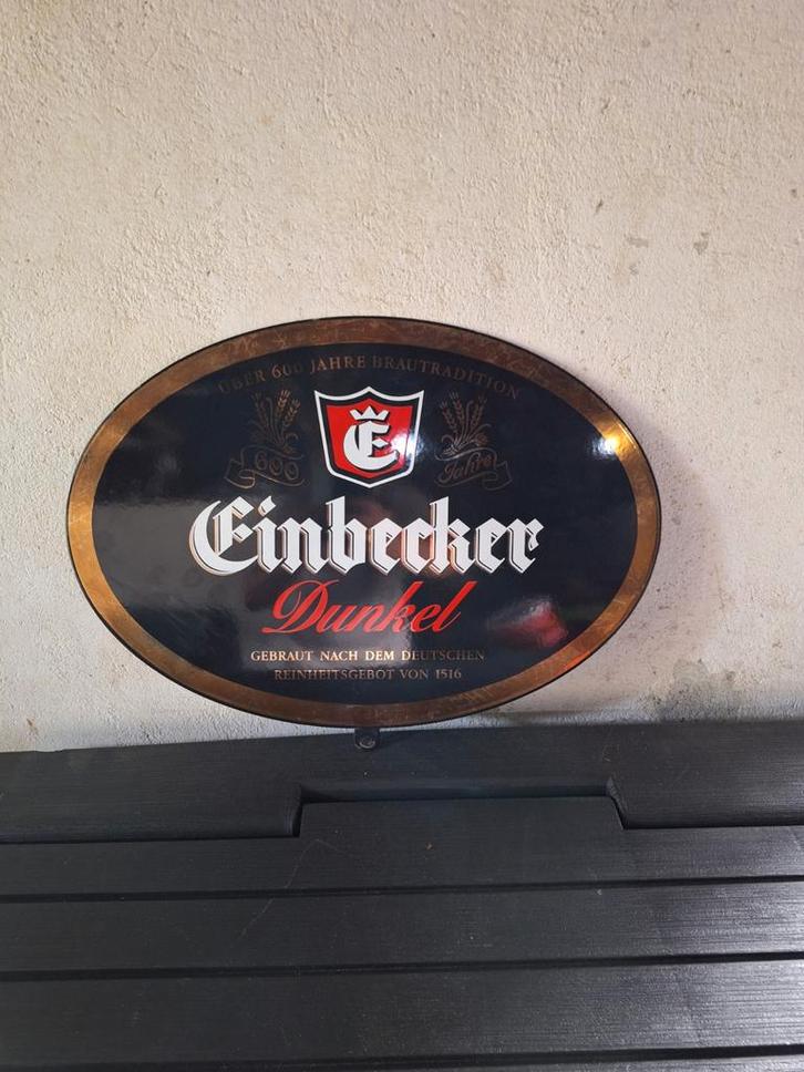 Einbecker Dunkel Emaille Reclamebord Duits Bier, Verzamelen, Biermerken, Zo goed als nieuw, Reclamebord, Plaat of Schild, Overige merken