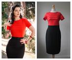 Vintage Diva - NIEUW / rood zwarte jurk / retro / maat M, Kleding | Dames, Maat 38/40 (M), Verzenden, Zo goed als nieuw, Knielengte