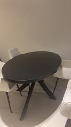 Eettafel ovaal 160cm zwart melamine, Huis en Inrichting, Tafels | Eettafels, Ophalen, Overige materialen, Gebruikt, 50 tot 100 cm