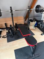 Bench press bank met stang!, Ophalen of Verzenden, Gebruikt, Benen, Fitnessbank