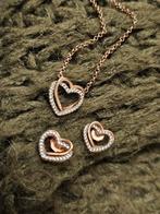 Roseplated sieradenset Hartje Vakentijn Ketting oorbellen, Ophalen of Verzenden, Zo goed als nieuw
