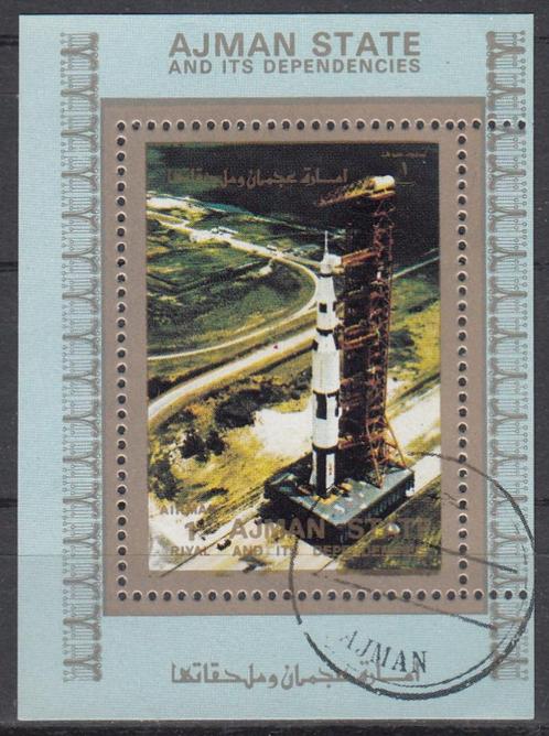 B264 - Ajman michel blokje met 2647A , Transport Saturnus V, Postzegels en Munten, Postzegels | Azië, Gestempeld, Midden-Oosten