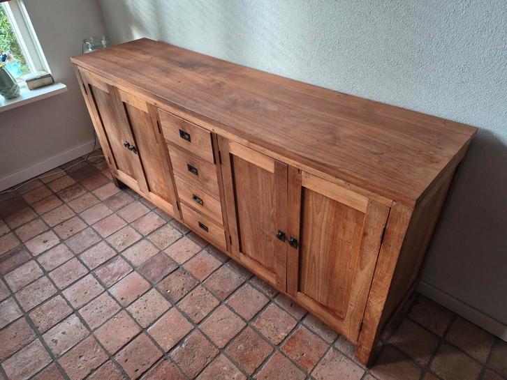 Teak Houten Kast met Deuren en Lades dressoir, Huis en Inrichting, Kasten | Dressoirs, 25 tot 50 cm, Teakhout, Ophalen