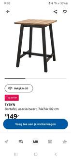 2 Tybyn bartafel acacia zwart en 4 barkrukken, Huis en Inrichting, Ophalen, Zo goed als nieuw