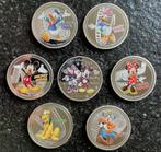 Munten set 7 delig Disney zilverkleur Donald Mickey ea, Ophalen of Verzenden, Donald Duck, Nieuw, Overige typen