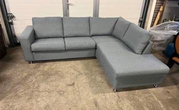 Bankstel lounge sofa hoekbank NIEUW blauw stof chaise longue beschikbaar voor biedingen