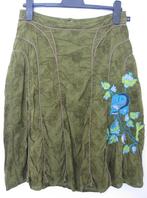 Didi Rok / Kreukrok groen met geborduurde bloemen maat M, Ophalen of Verzenden, Maat 38/40 (M), Groen, Knielengte