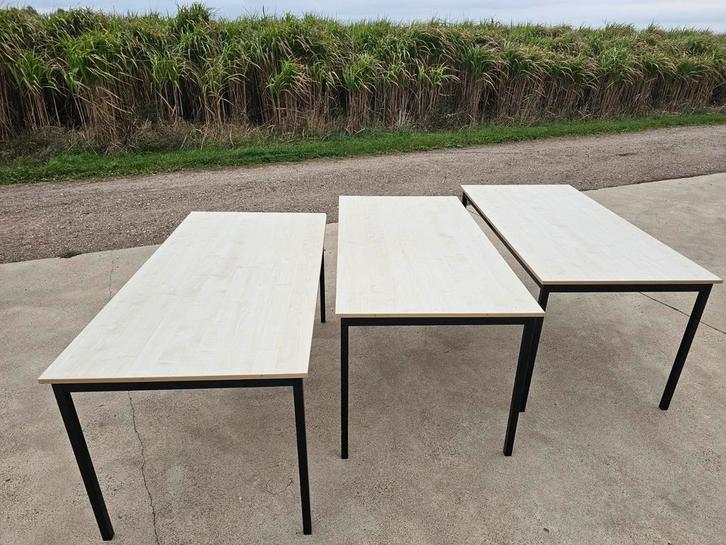 3x  stevige werktafel met stalen frame en poten, Huis en Inrichting, Tafels | Eettafels, Gebruikt, 50 tot 100 cm, Rechthoekig