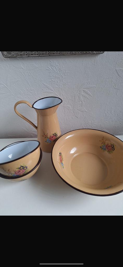 Vintage Joegoslavische Emaille Set - 4 Delig, Antiek en Kunst, Antiek | Emaille, Ophalen