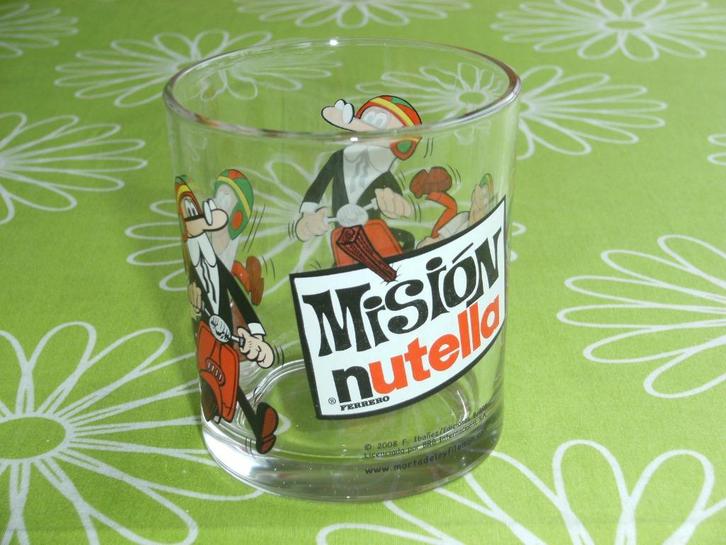 Mission Nutella glas Ferrero 2008, Verzamelen, Overige Verzamelen, Zo goed als nieuw, Ophalen of Verzenden
