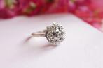 14 Karaat Witgouden Vintage Dames Ring, Ophalen of Verzenden, Zo goed als nieuw, 17 tot 18, Met edelsteen