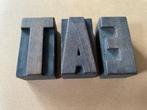 3 originele antieke houten letters uit drukkerij, 5,5 cm, Antiek en Kunst, Ophalen of Verzenden
