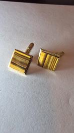 Set tijgeroog manchetknopen 1 verbogen goud kleurig, Ophalen of Verzenden, Goud