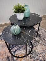Salontafelset van marmer en metaal, zware uitvoering, Huis en Inrichting, Tafels | Salontafels, Ophalen, 50 tot 100 cm, Rond, Nieuw