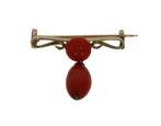 Design antieke bloedkoraal bouton pegel broche 14k goud, Ophalen of Verzenden, Goud, Broche, Met edelsteen