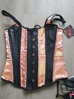 Sexy korset met leer van Allure Maat XL, Verzenden, Zwart, Body of Korset
