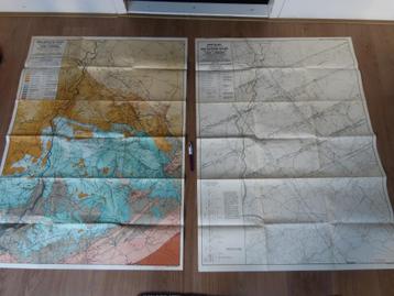2 grote Geologische kaarten Zuid-Limburg, 1938 mijnen water beschikbaar voor biedingen