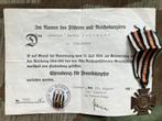 Ehrenkreuz oorkonde met feldspange en medaille, Verzamelen, Militaria | Tweede Wereldoorlog, Duitsland, Ophalen of Verzenden, Landmacht