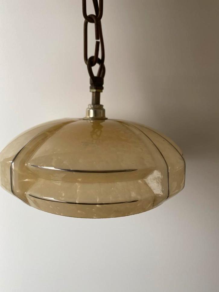 Vintage Art Deco Lamp - Puntgaaf!, Huis en Inrichting, Lampen | Hanglampen, Zo goed als nieuw, Minder dan 50 cm, Glas, Ophalen of Verzenden