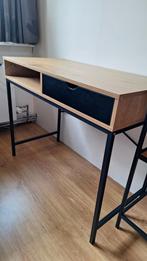 Bijna nieuw bureau Trappedal, zwart met eikenkleur blad, Huis en Inrichting, Bureaus, Ophalen, Zo goed als nieuw