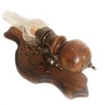 Brocante olielamp - grote wandlamp hout met koper antiek, Ophalen of Verzenden, Gebruikt, Hout