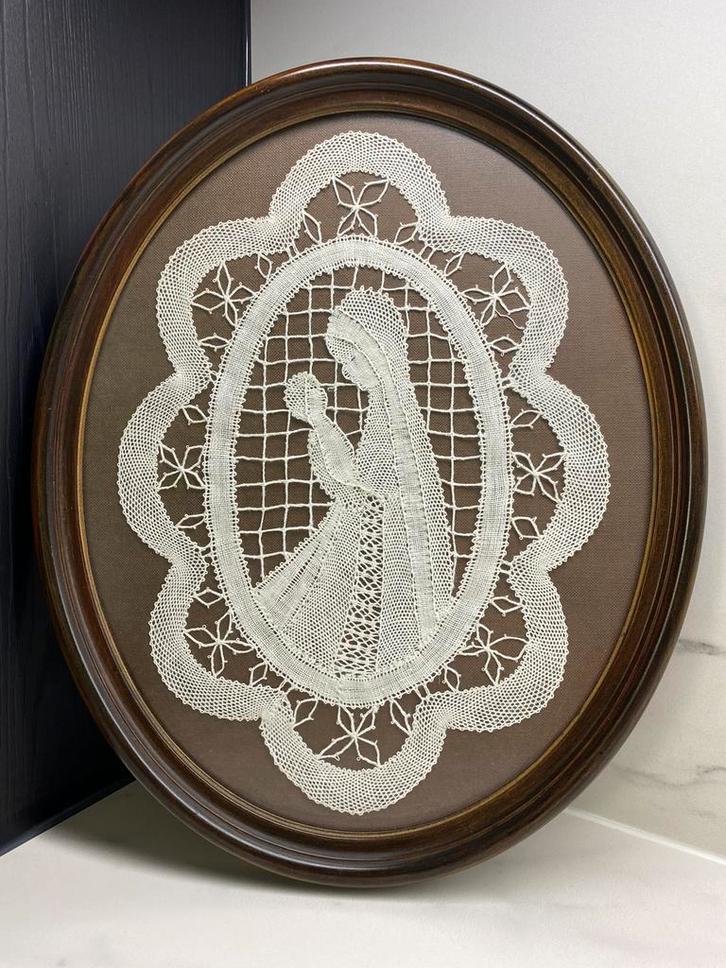 Brugse kantwerk “Maria met Jezus”, Antiek en Kunst, Antiek | Religie, Ophalen of Verzenden