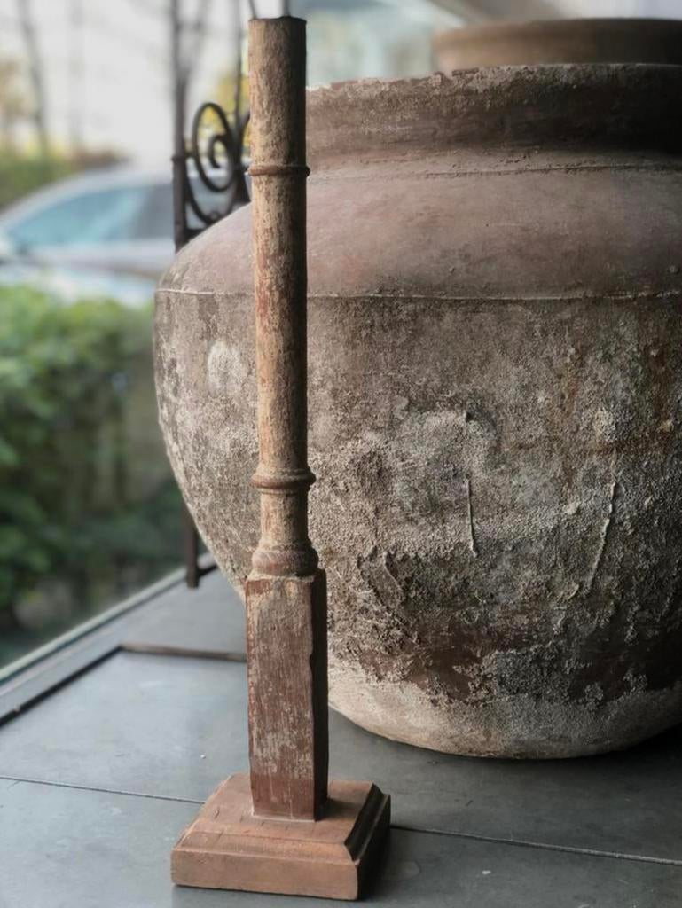 Oosterse kandelaar india van hergebruikt oud hout, Ophalen of Verzenden